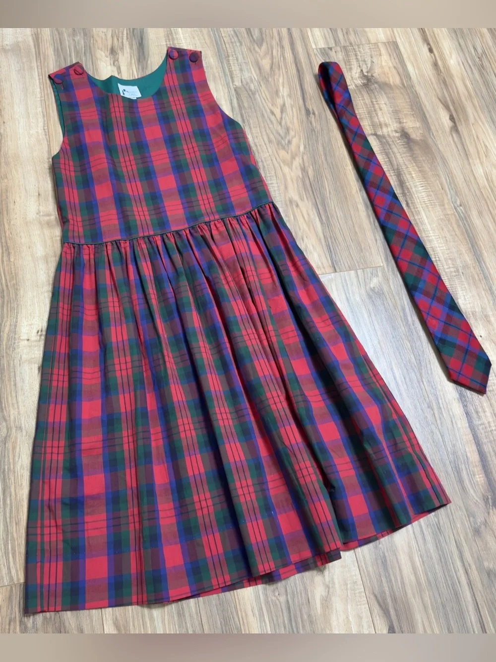 Vtg Lochcarron 100% Wool Neck Tie Striped Scotland w/matching women's Dress sz S